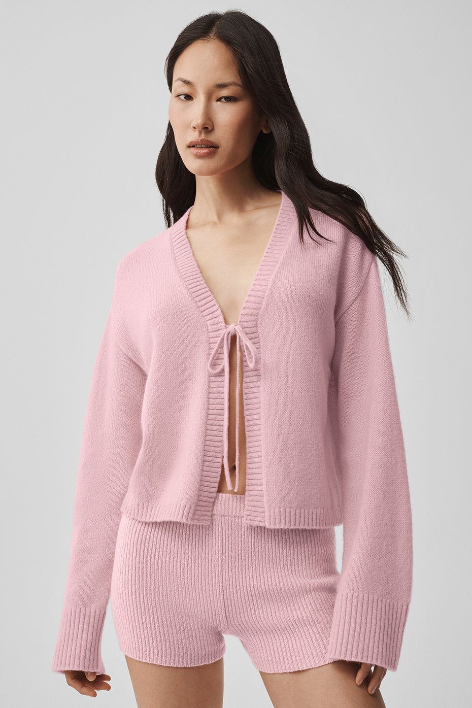 Wool Cashmere New Class Tie Cardigan - Vintage Pink — photo 3