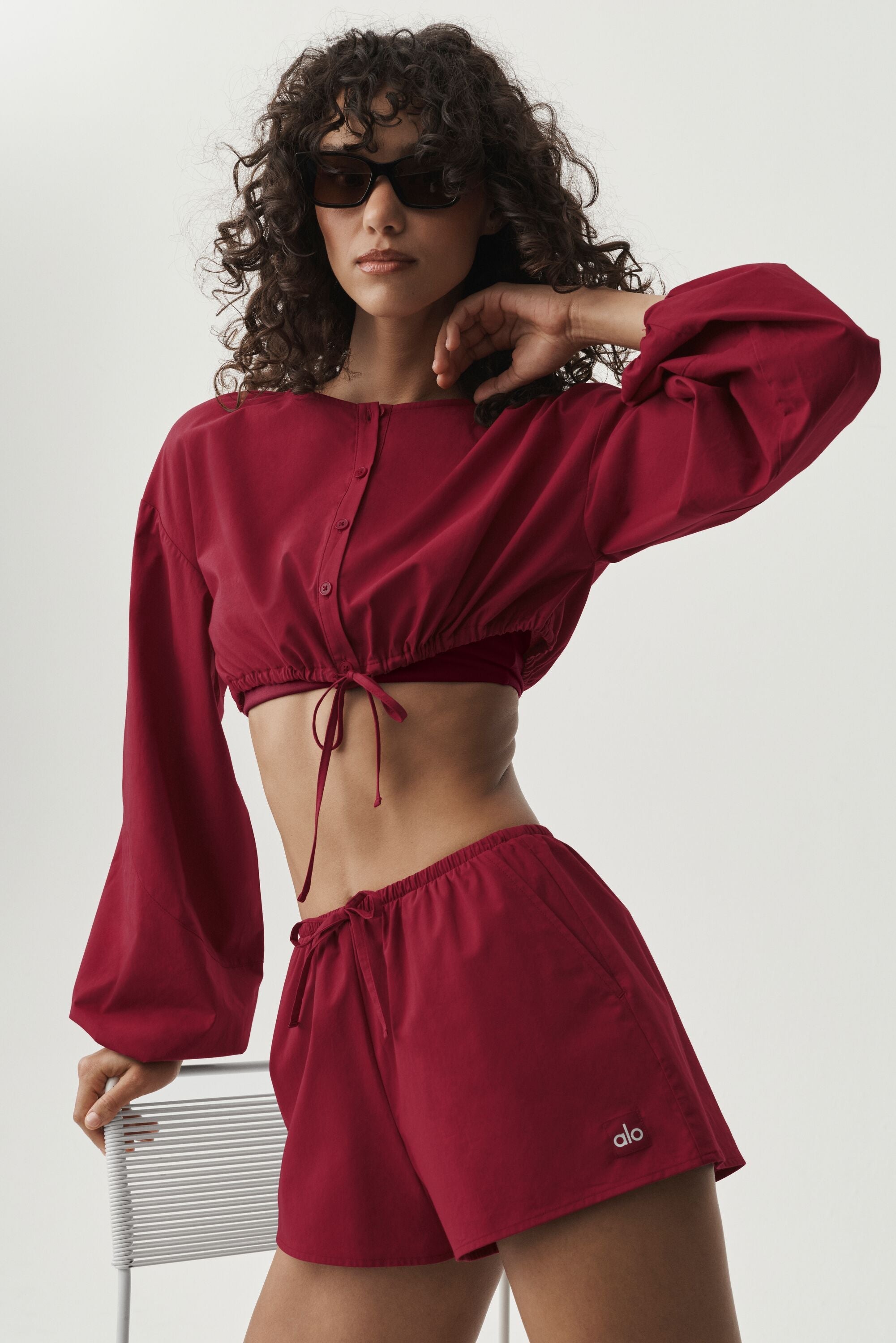 Cotton Cropped Real Deal Long Sleeve - Summer Romance Red — photo 3