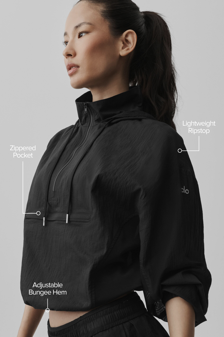1/4 Zip Go Time Pullover - Black — photo 2