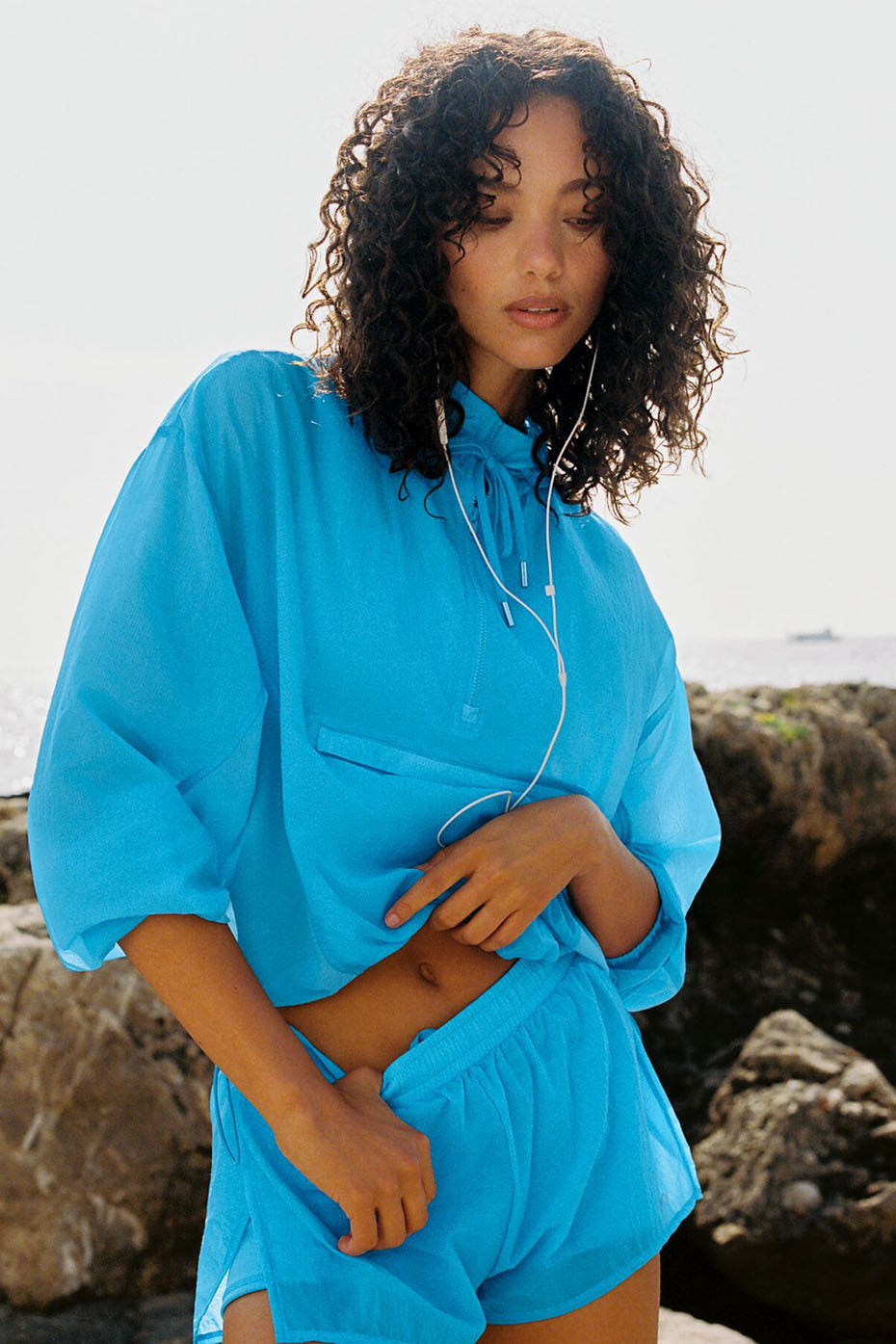 1/4 Zip Go Time Pullover - Azure Blue — photo 1