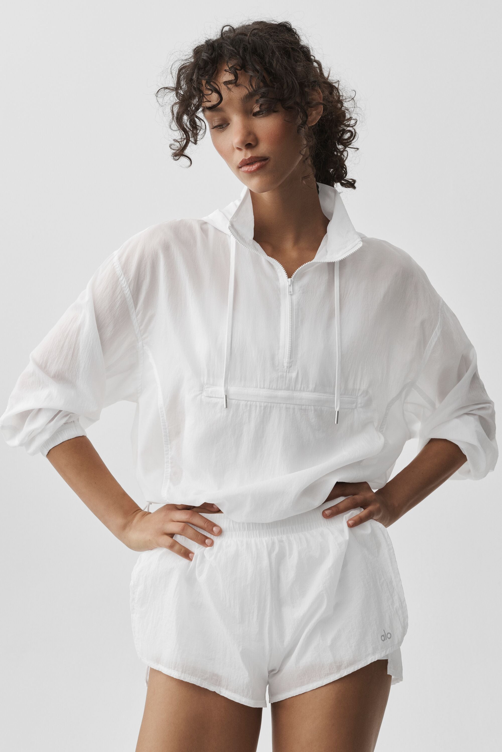 1/4 Zip Go Time Pullover - White — photo 1