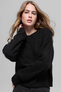 Wool Cashmere Cropped New Class Crewneck Sweater - Black — photo 1