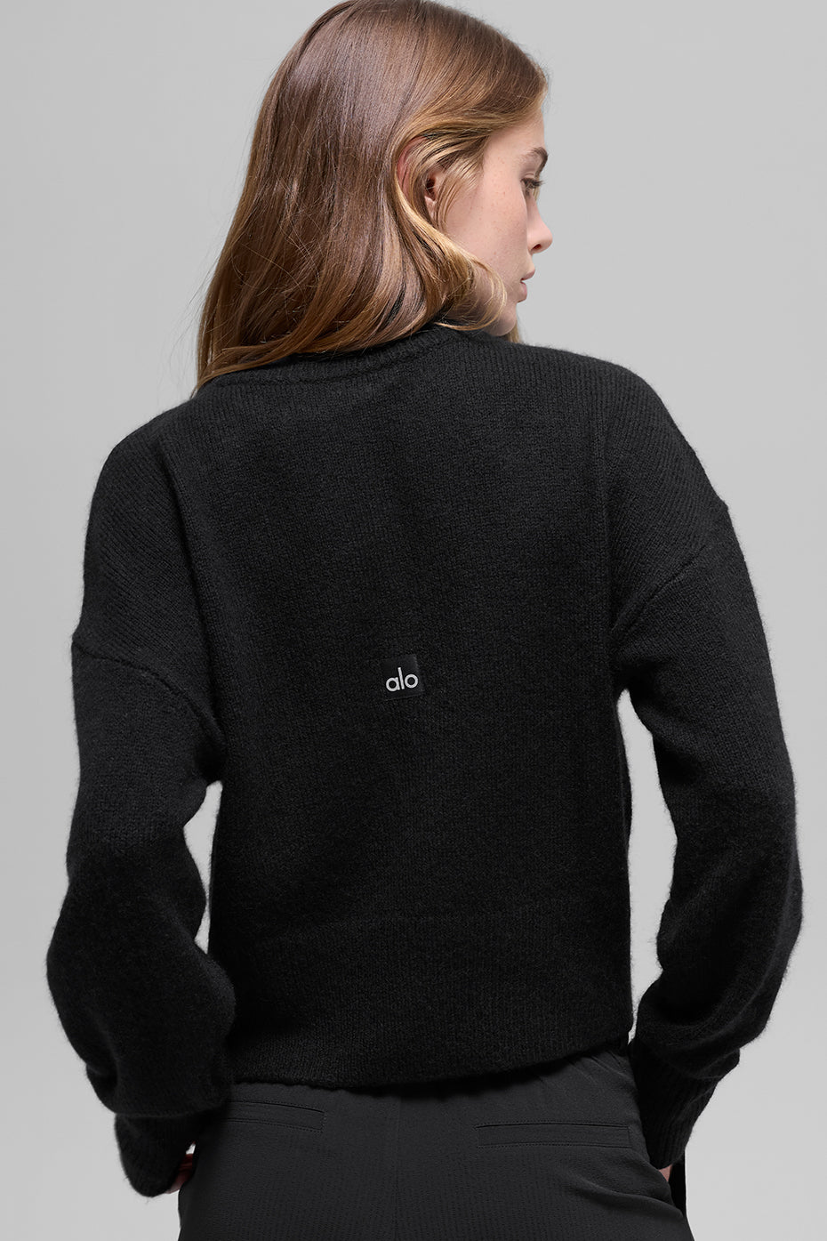 Wool Cashmere Cropped New Class Crewneck Sweater - Black — photo 3