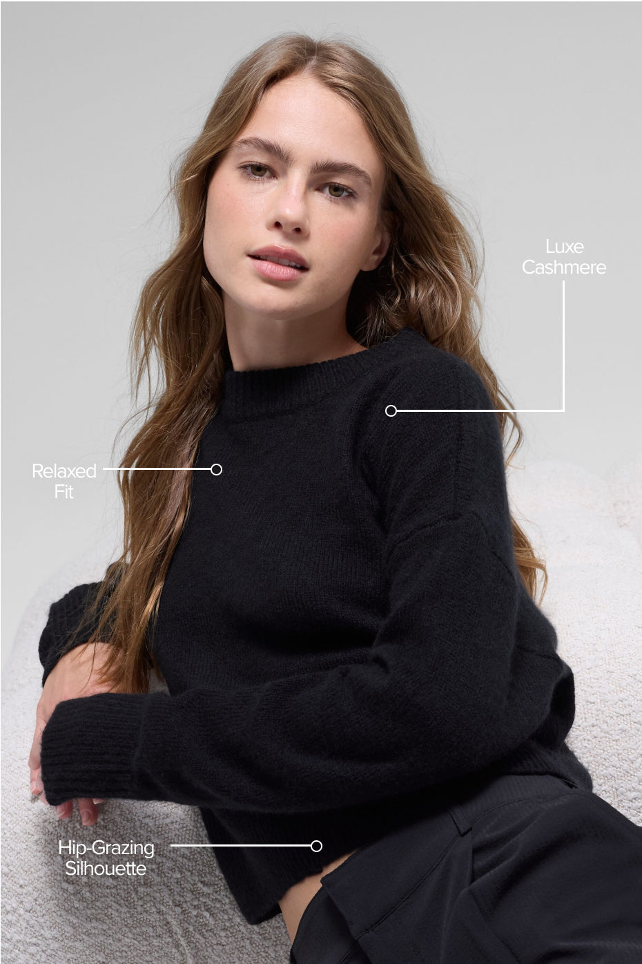 Wool Cashmere Cropped New Class Crewneck Sweater - Black — photo 2