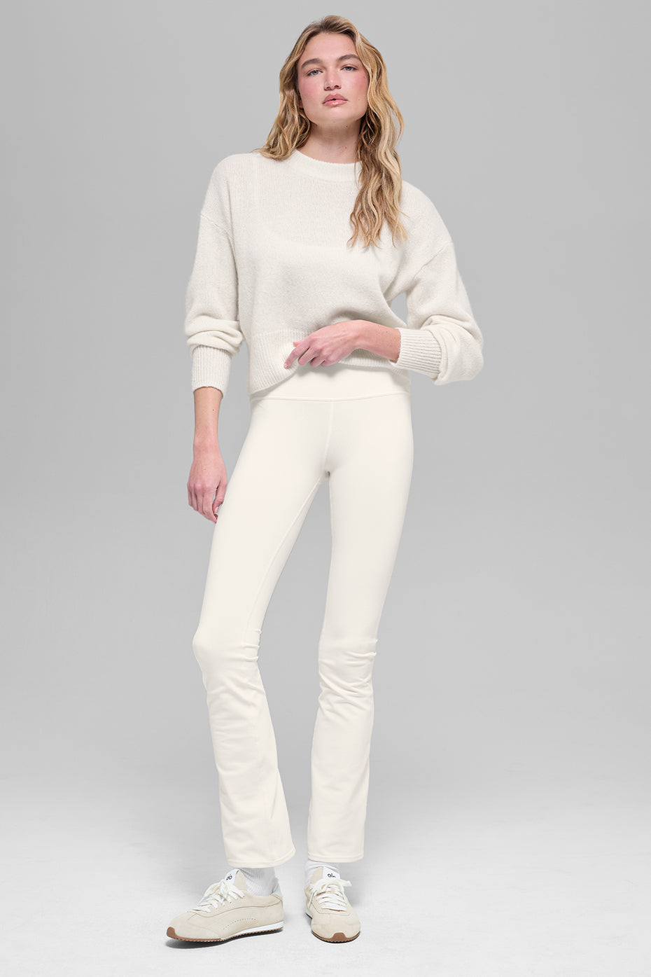 Wool Cashmere Cropped New Class Crewneck Sweater - Ivory — photo 4