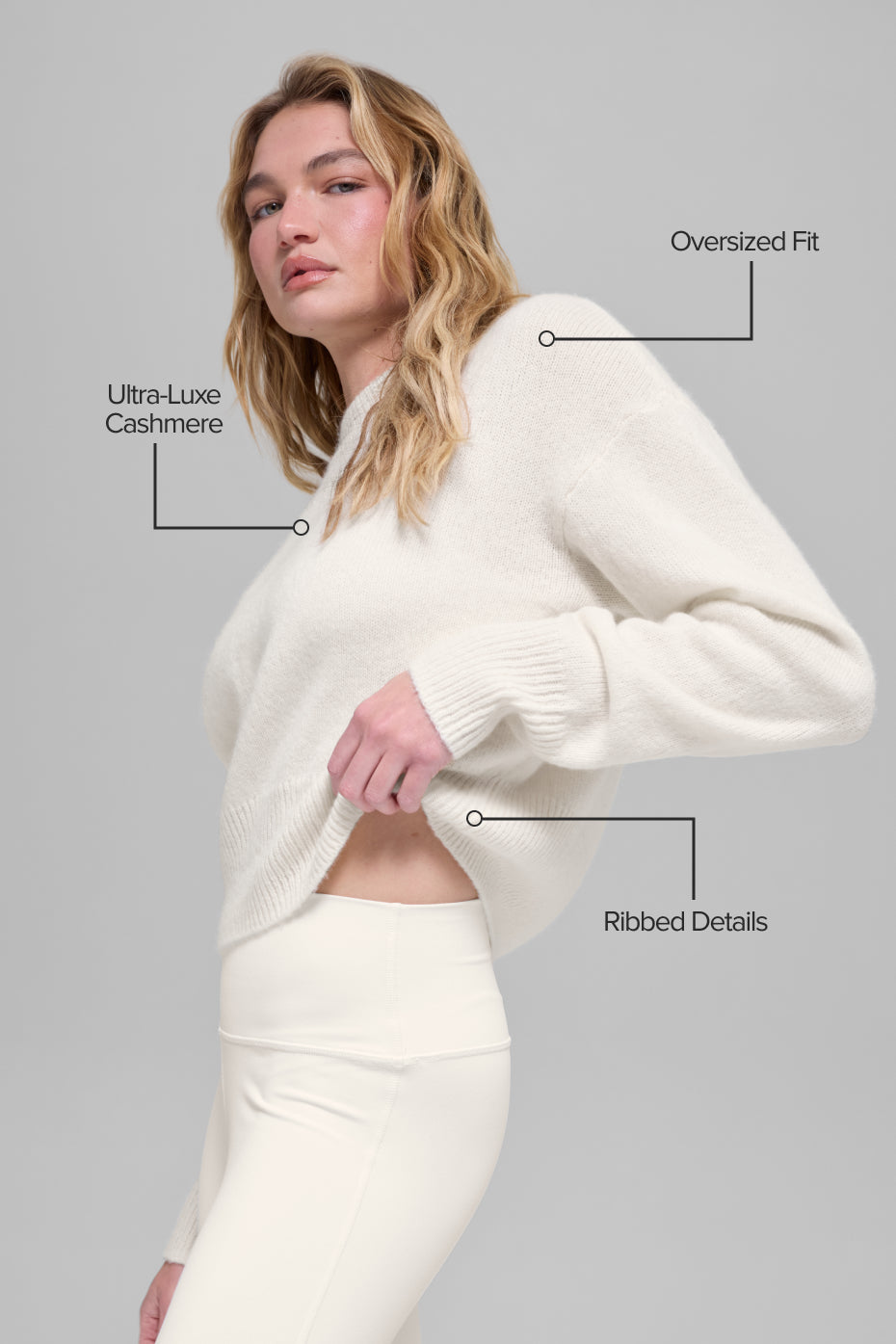 Wool Cashmere Cropped New Class Crewneck Sweater - Ivory — photo 2