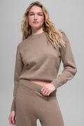 Wool Cashmere Cropped New Class Crewneck Sweater - Chai Latte — photo 1