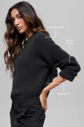 Wool Cashmere Ribbed Noble Crewneck Sweater - Black — photo 2