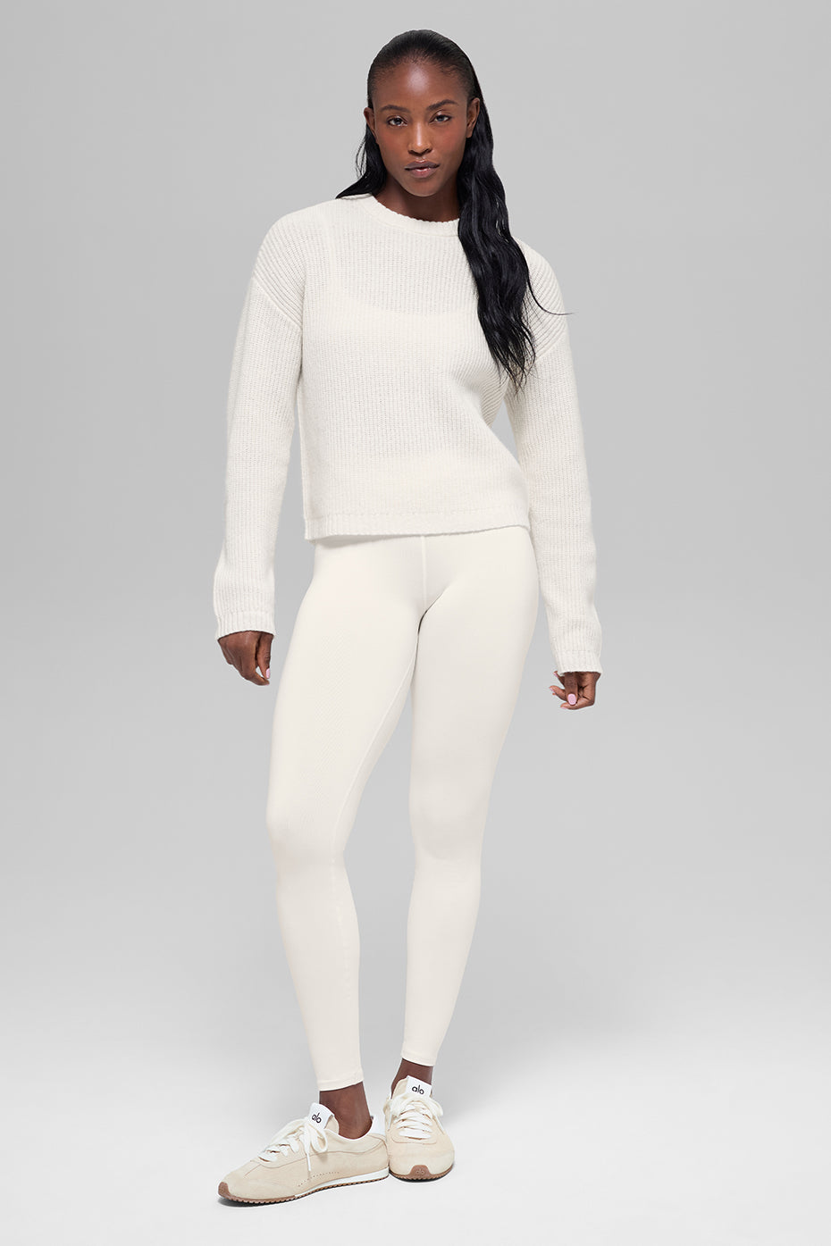 Wool Cashmere Ribbed Noble Crewneck Sweater - Ivory — photo 5