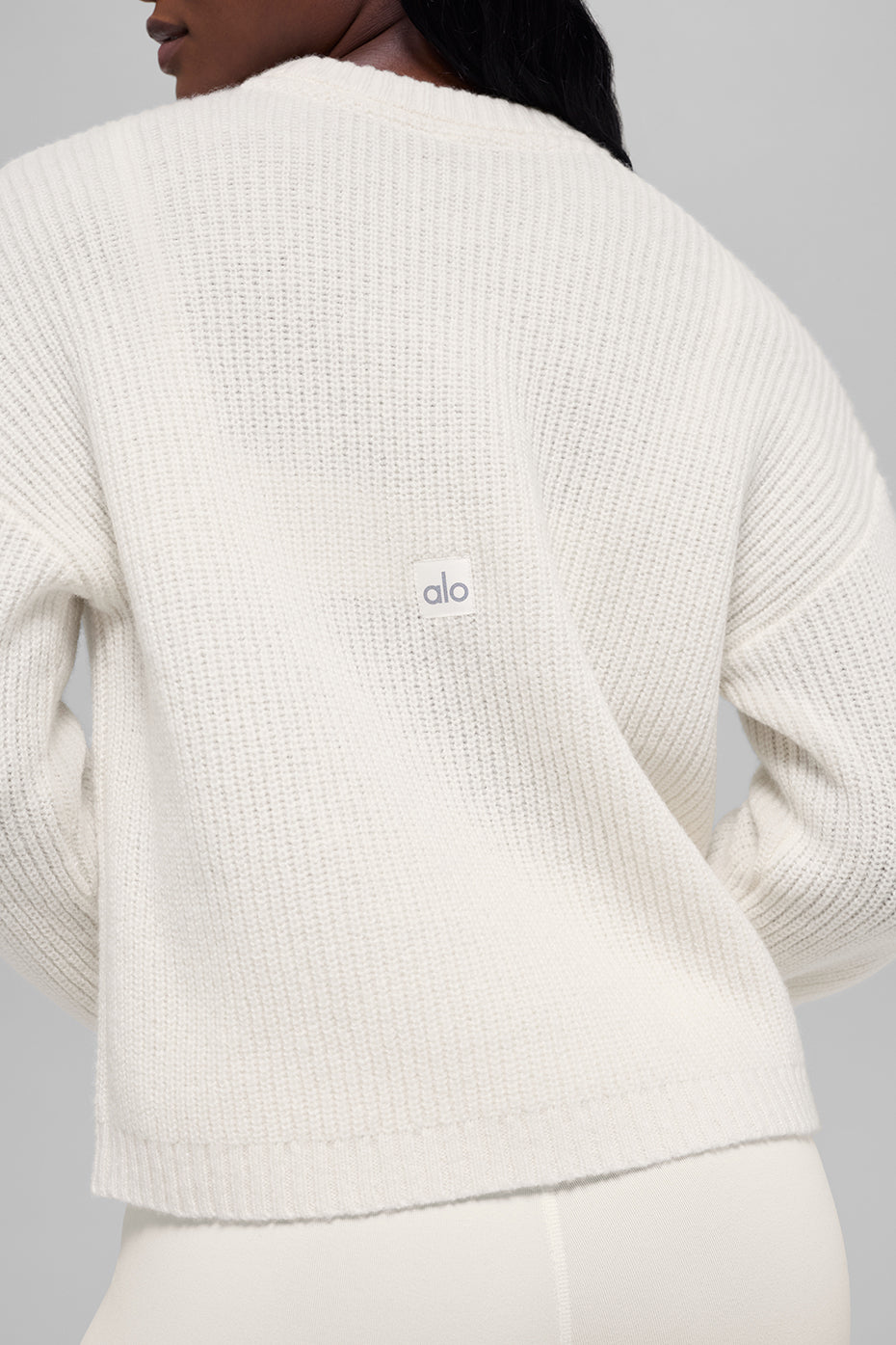 Wool Cashmere Ribbed Noble Crewneck Sweater - Ivory — photo 4