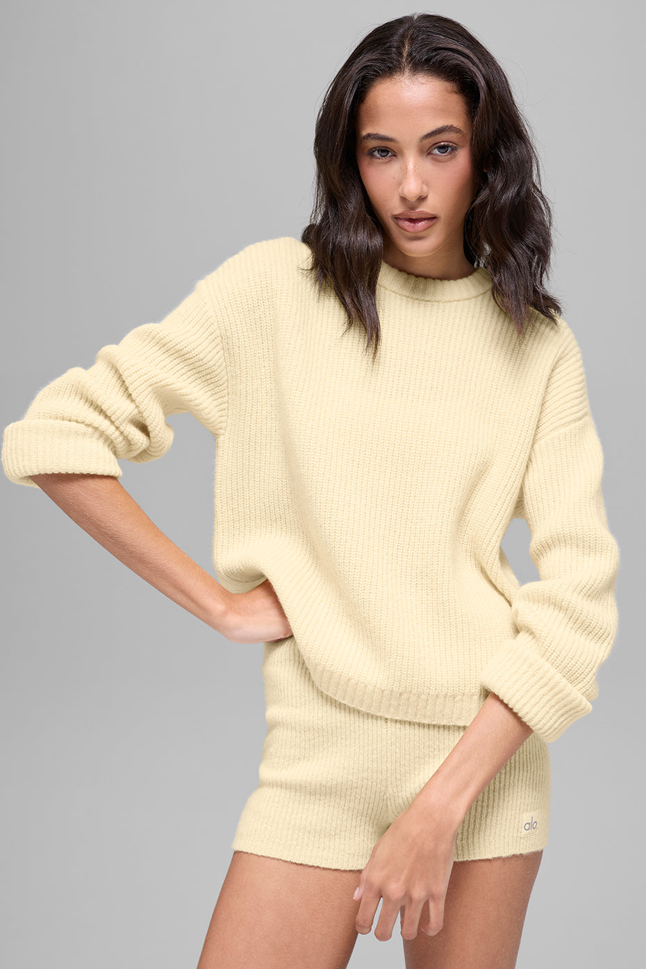 Wool Cashmere Ribbed Noble Crewneck Sweater - Candlelight Yellow — photo 3