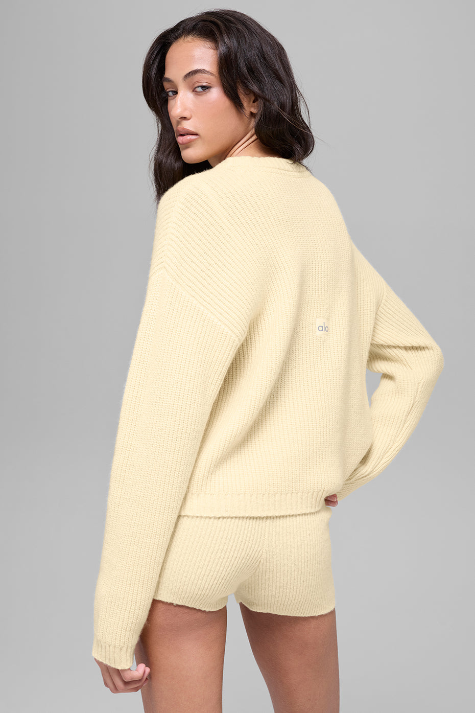Wool Cashmere Ribbed Noble Crewneck Sweater - Candlelight Yellow — photo 2