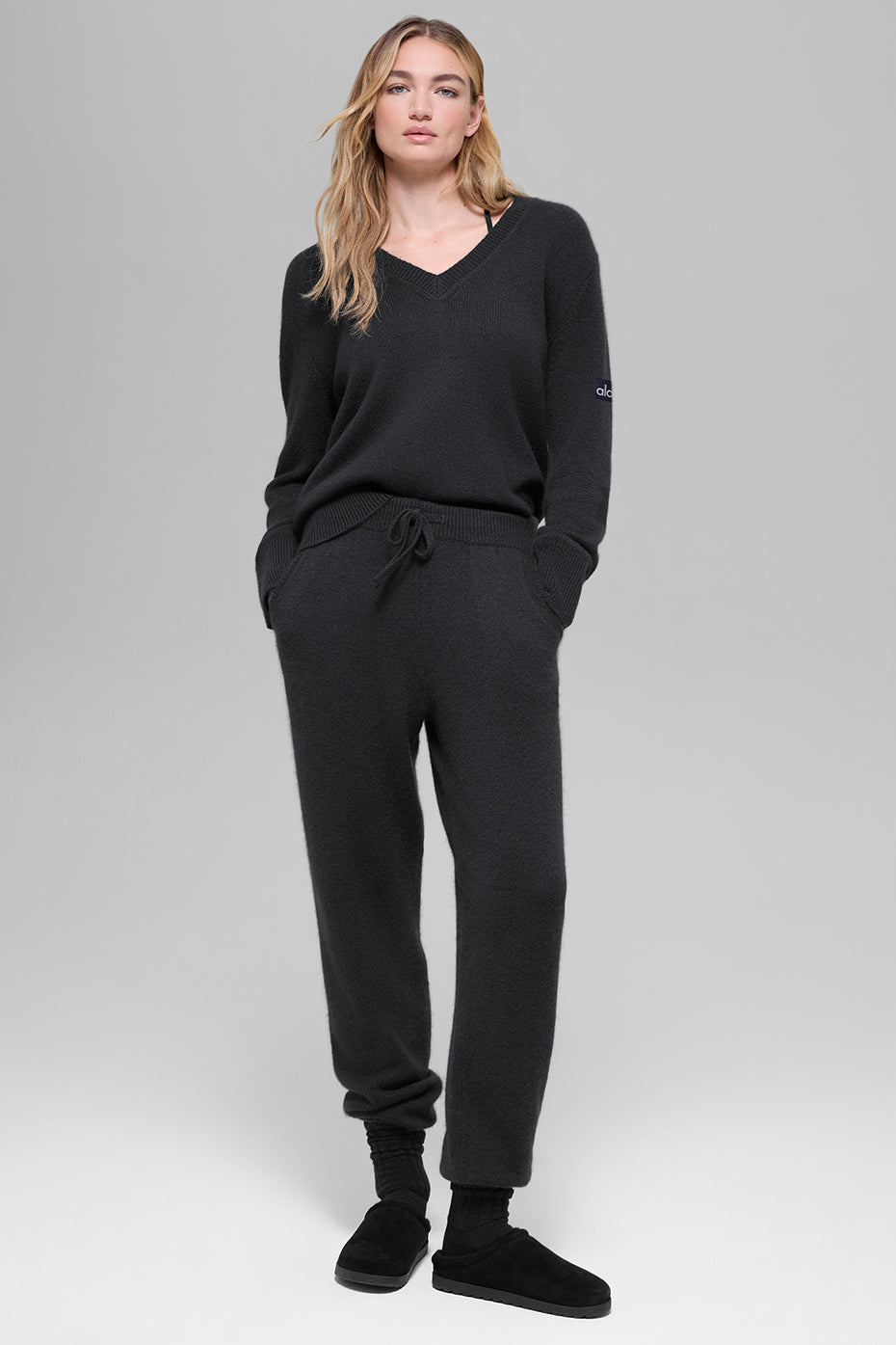 Wool Cashmere New Class Oversized V-Neck Sweater - Black — photo 5