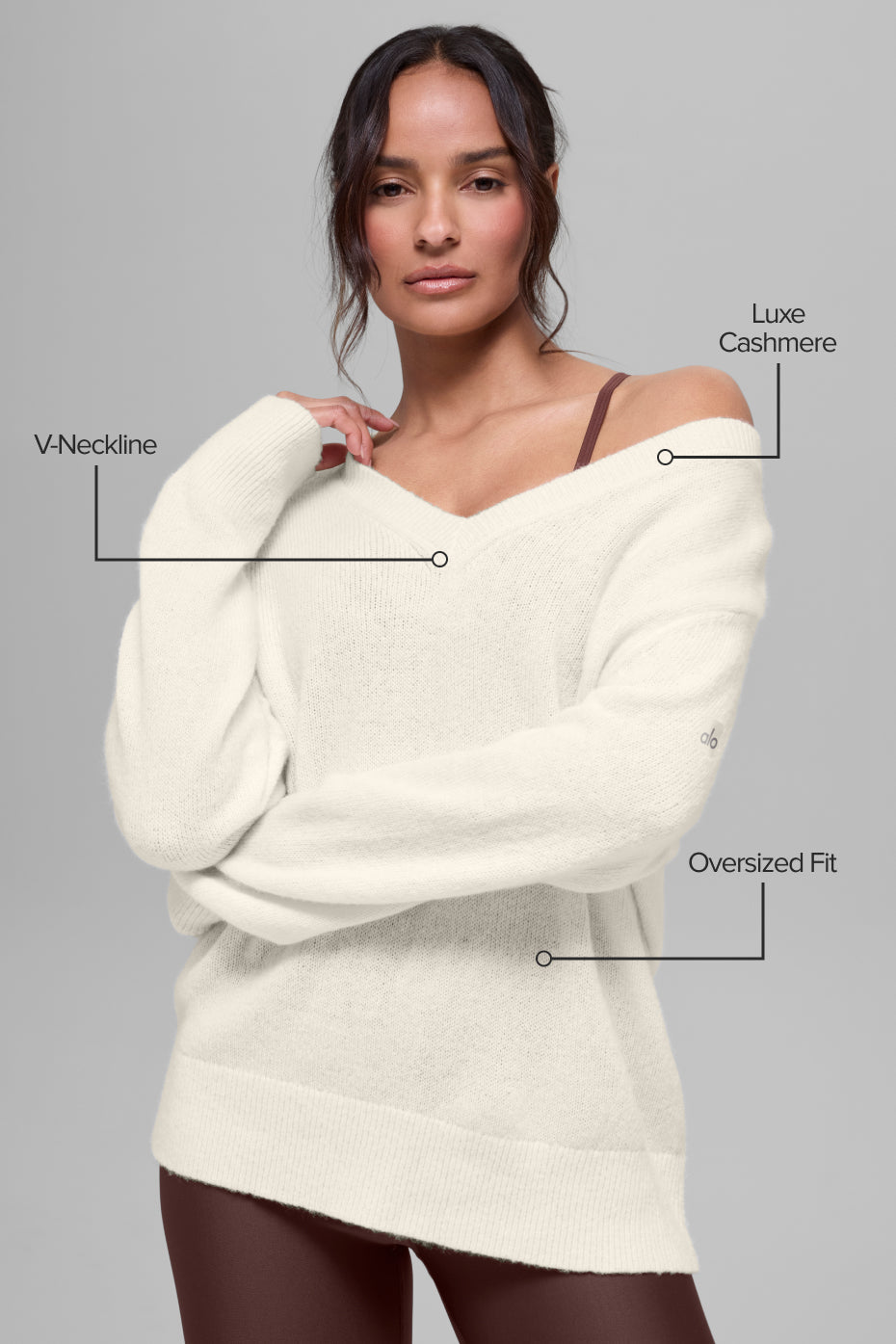 Wool Cashmere New Class Oversized V-Neck Sweater - Ivory — photo 2
