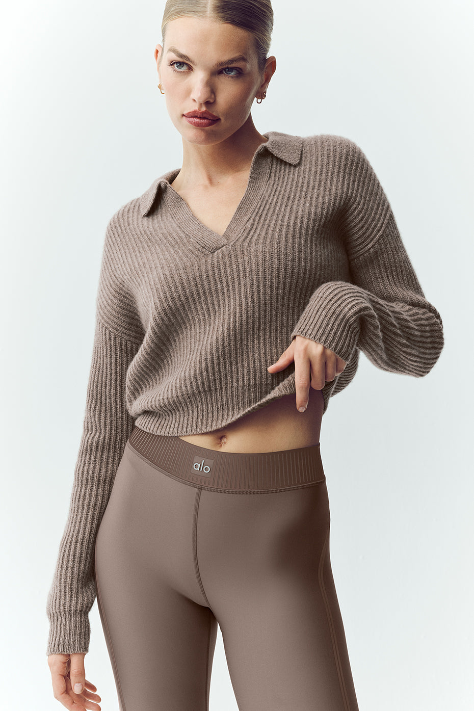 Cashmere Northstar Polo - Alpine Cocoa Heather — photo 1