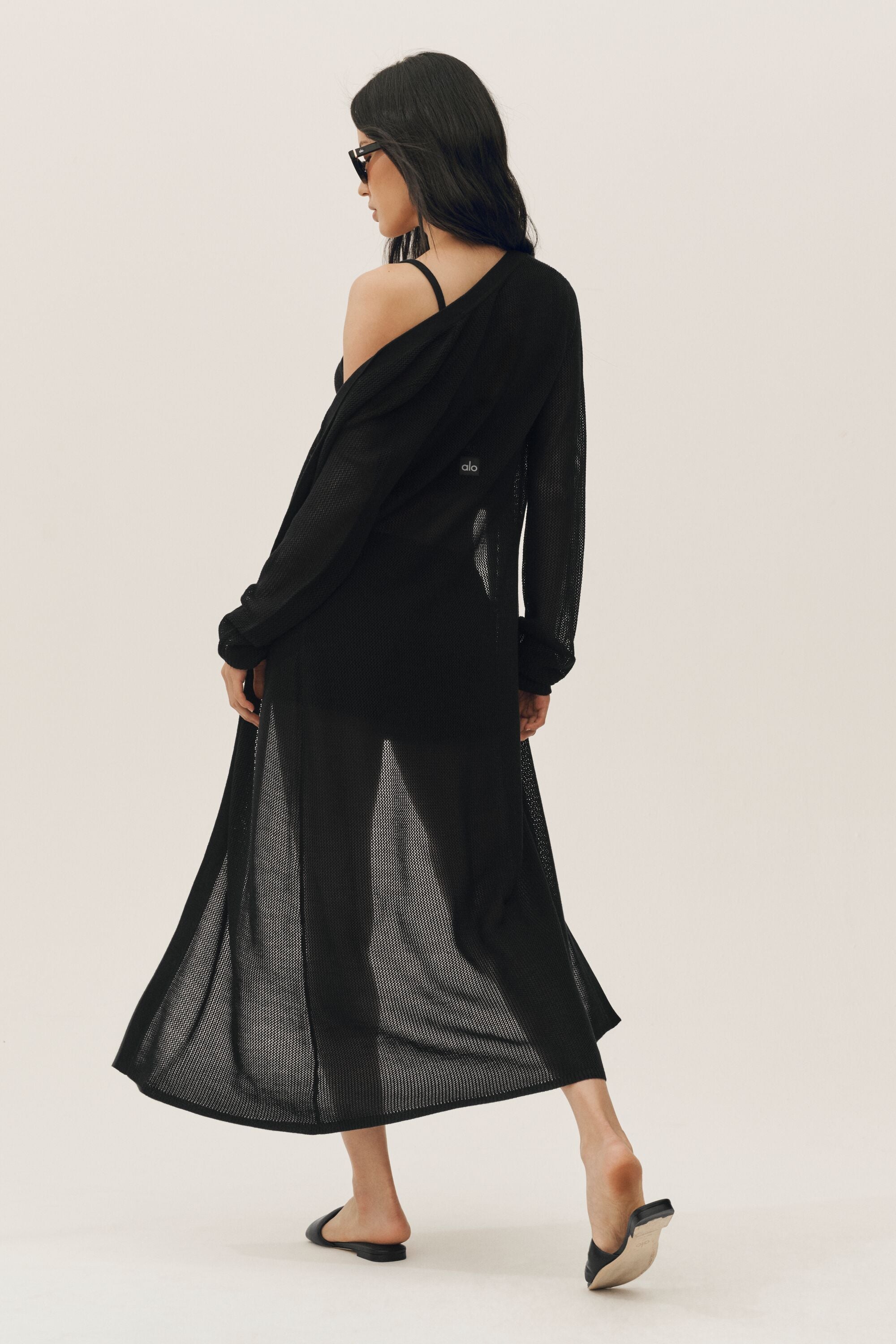 Silk Cashmere Heatwave Long Cardigan - Black — photo 2