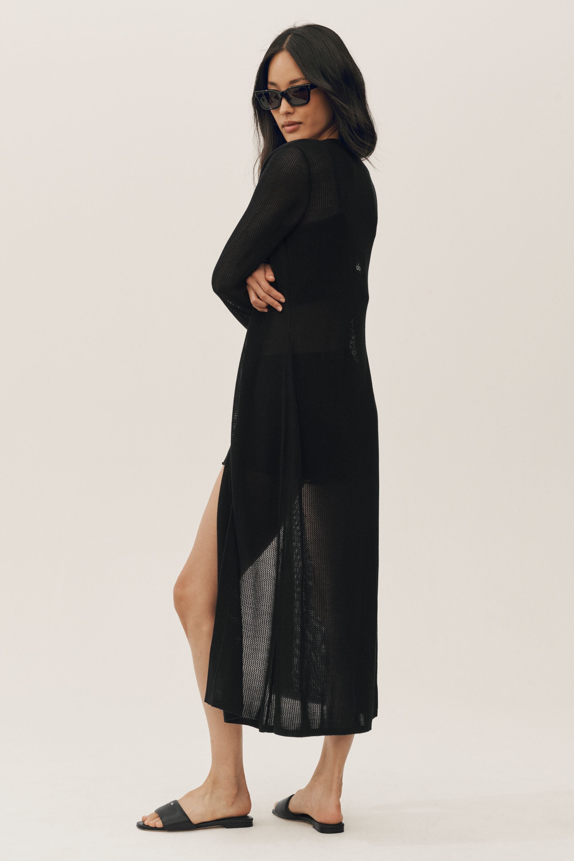 Silk Cashmere Heatwave Long Cardigan - Black — photo 3