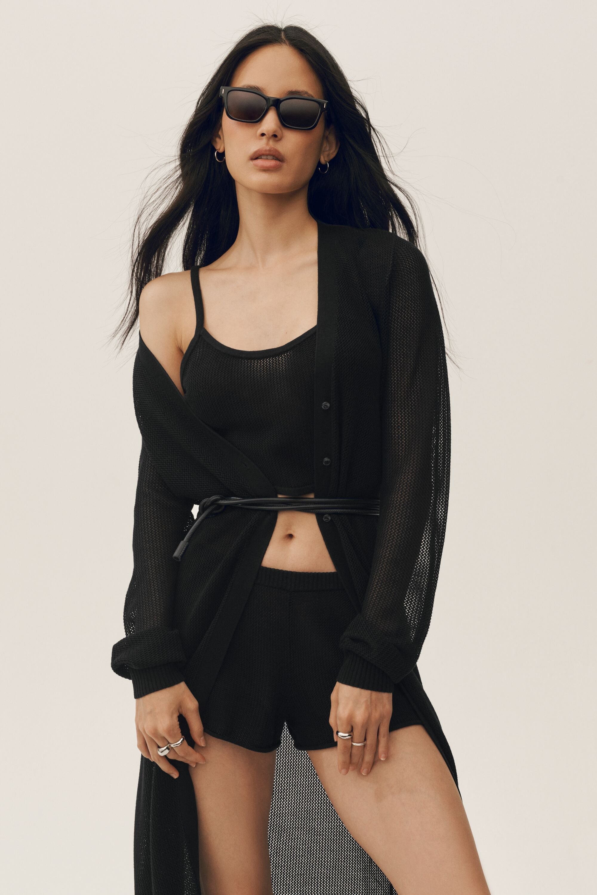 Silk Cashmere Heatwave Long Cardigan - Black — photo 5