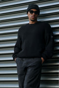 Domain Rib Knit Crew Sweater - Black — photo 1
