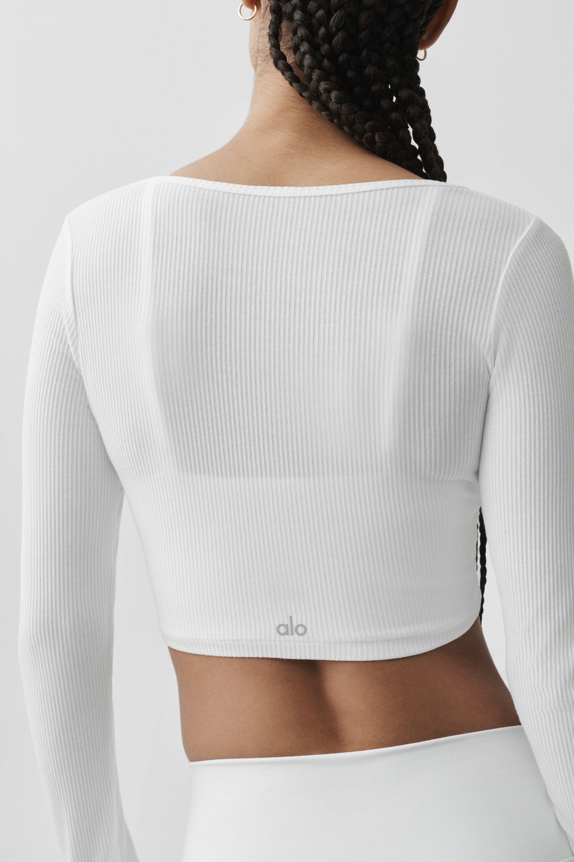 Ribbed Cropped Whisper Cardigan - White — photo 4