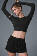 Alosoft Crop Finesse Long Sleeve - Black — photo 1