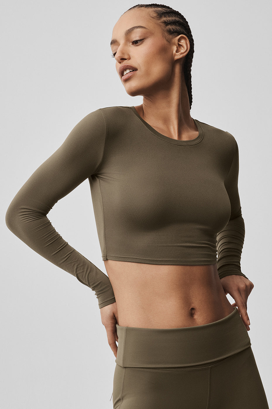 Alosoft Crop Finesse Long Sleeve - Olive Tree — photo 3