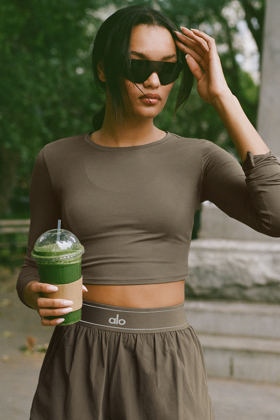 Alosoft Crop Finesse Long Sleeve - Olive Tree — photo 1