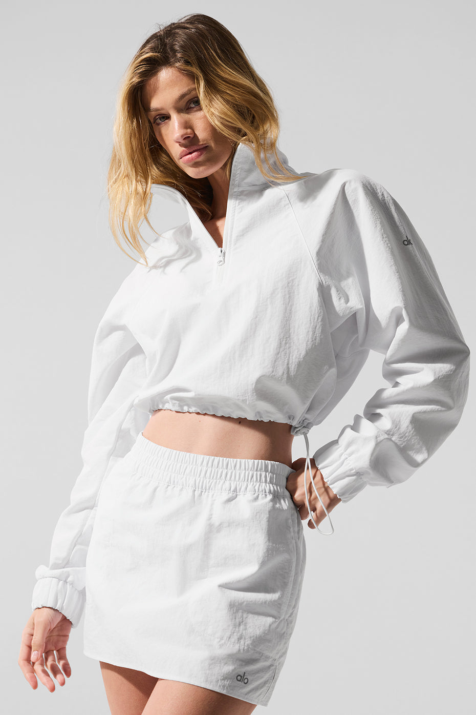 Cropped 1/4 Zip Alumni Pullover - White — photo 6