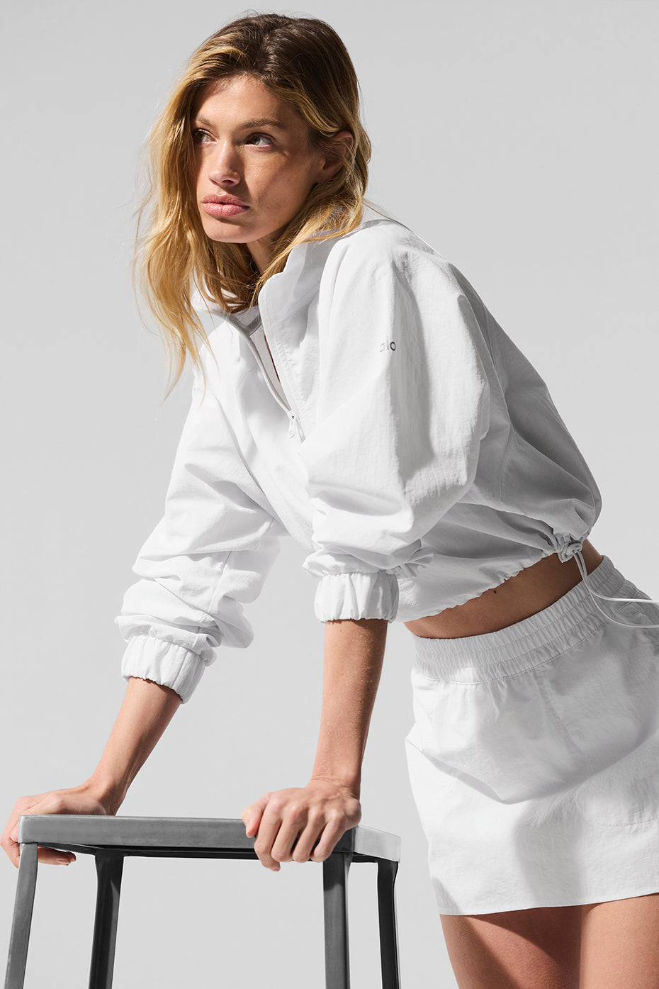 Cropped 1/4 Zip Alumni Pullover - White — photo 5