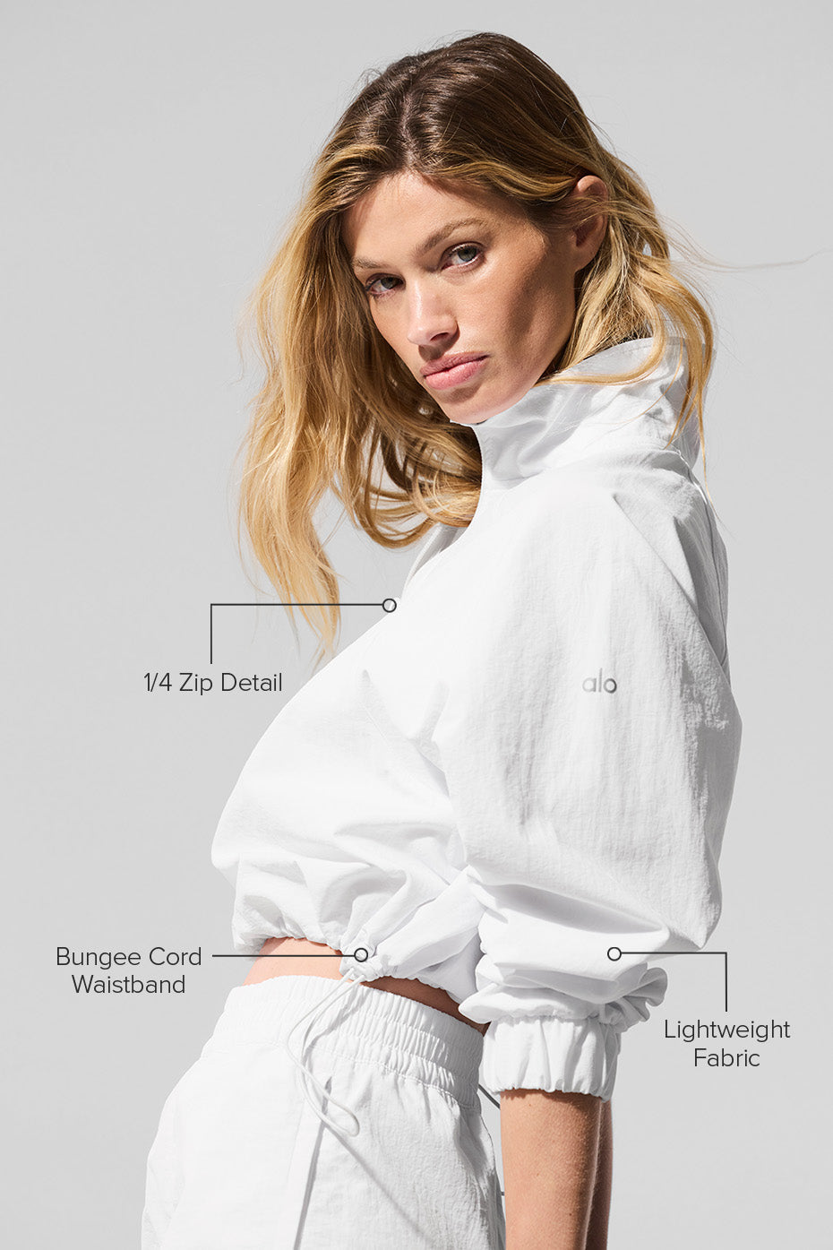 Cropped 1/4 Zip Alumni Pullover - White — photo 2