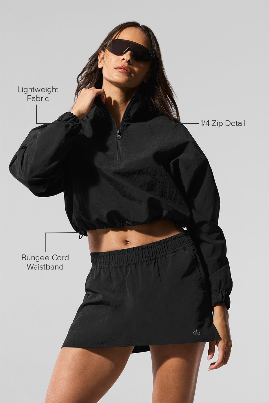 Cropped 1/4 Zip Alumni Pullover - Black — photo 2