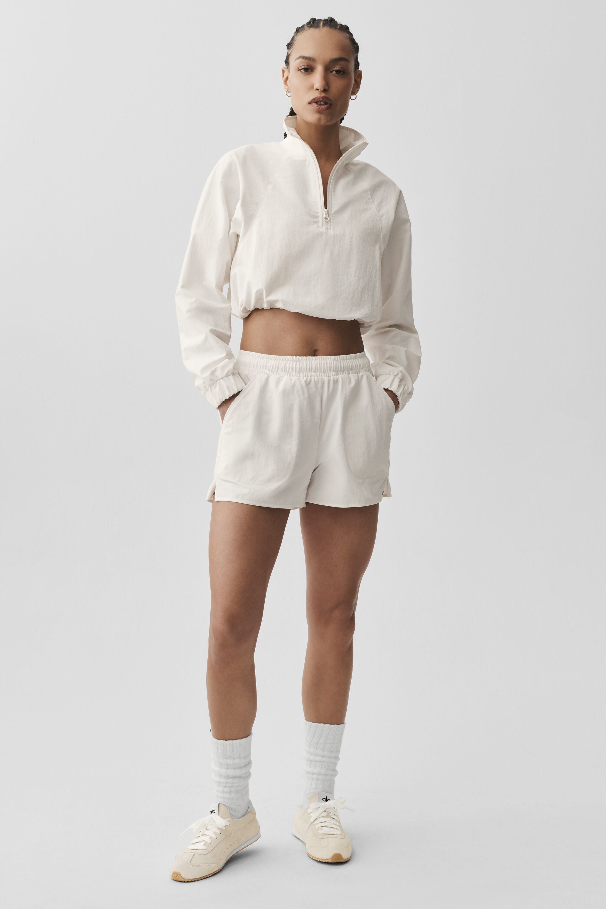 Cropped 1/4 Zip Alumni Pullover - Ivory — photo 5