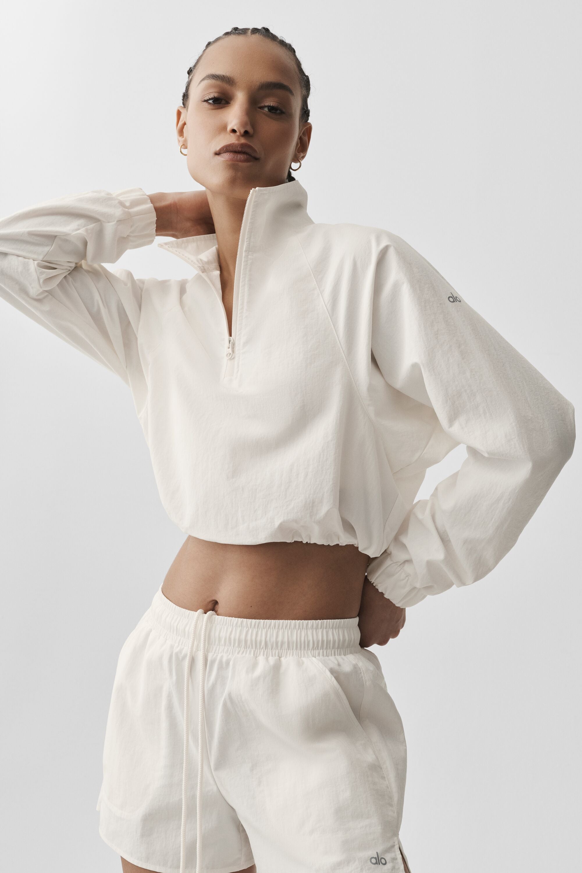 Cropped 1/4 Zip Alumni Pullover - Ivory — photo 4