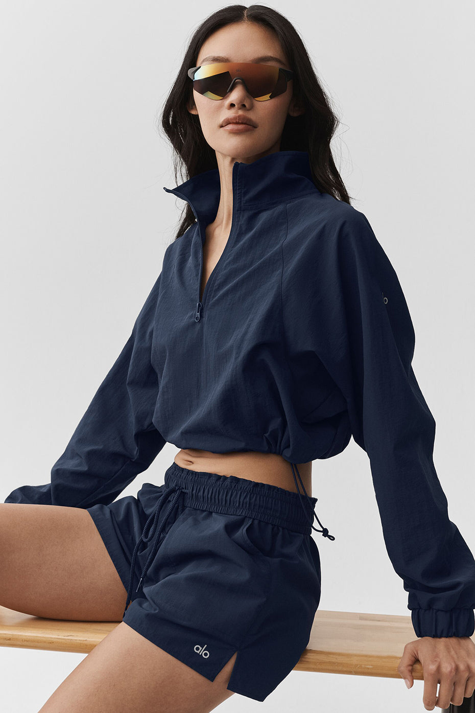 Cropped 1/4 Zip Alumni Pullover - Navy — photo 5