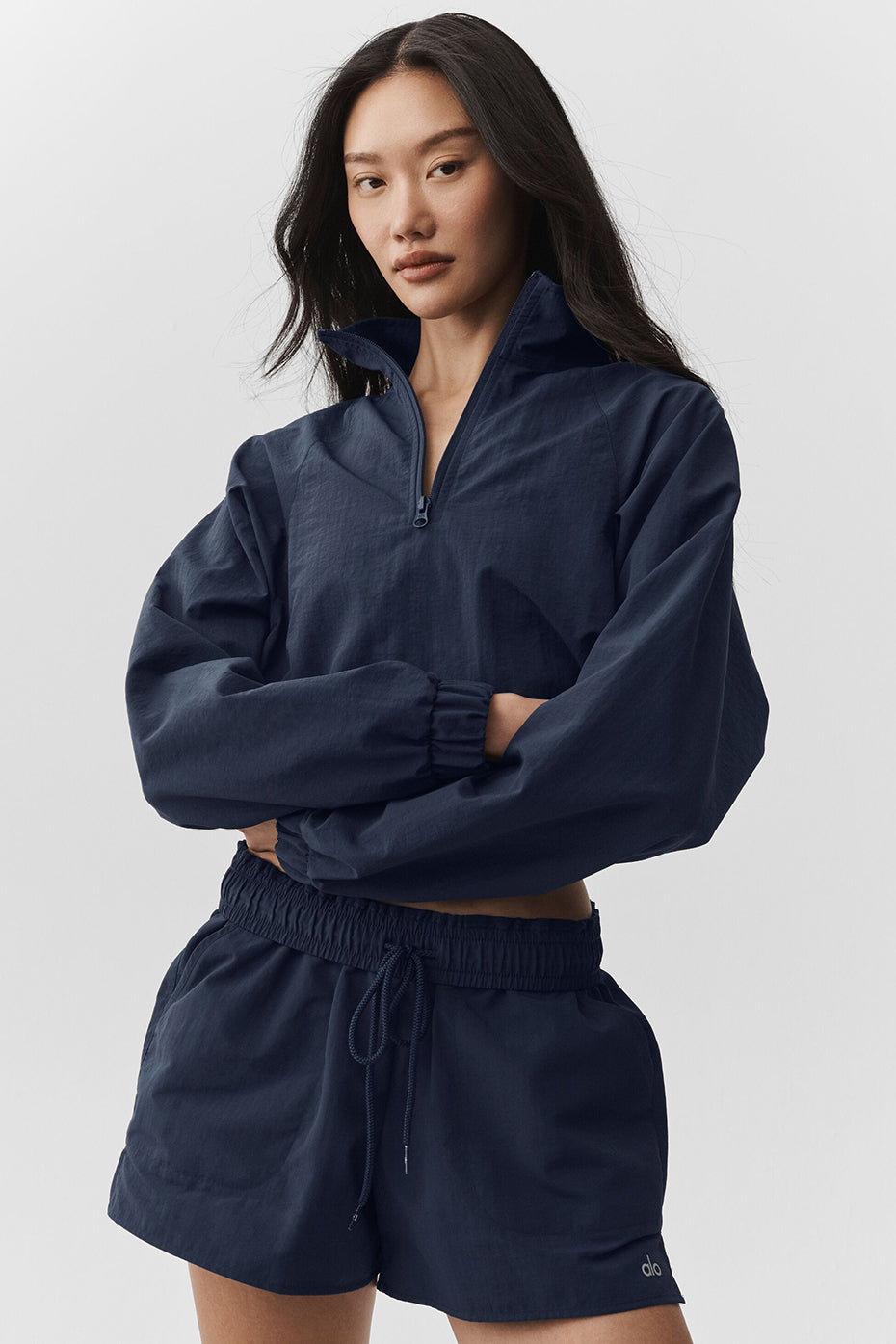 Cropped 1/4 Zip Alumni Pullover - Navy — photo 3