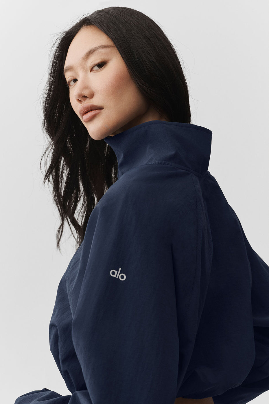 Cropped 1/4 Zip Alumni Pullover - Navy — photo 4