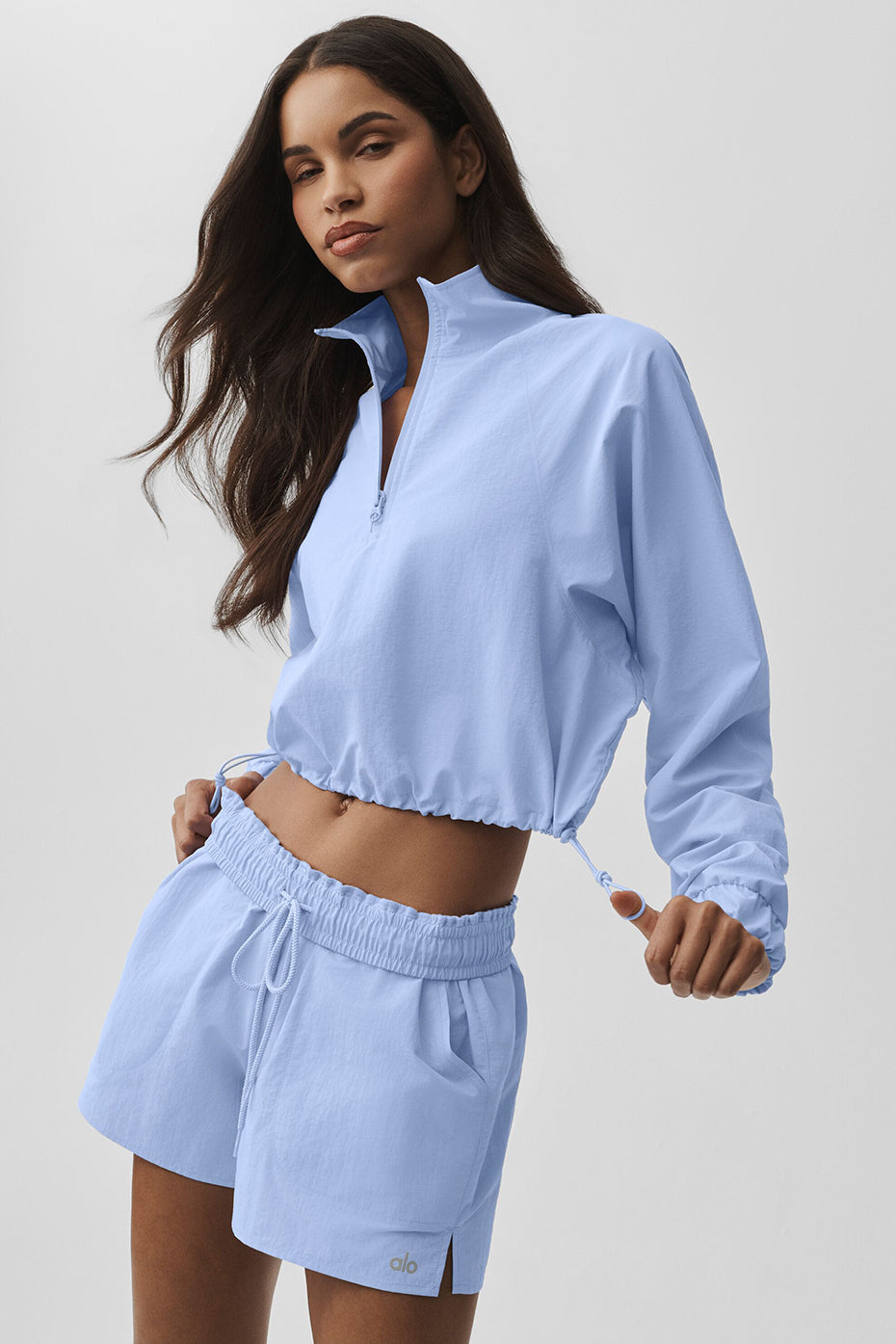 Cropped 1/4 Zip Alumni Pullover - Light Provence Blue — photo 1