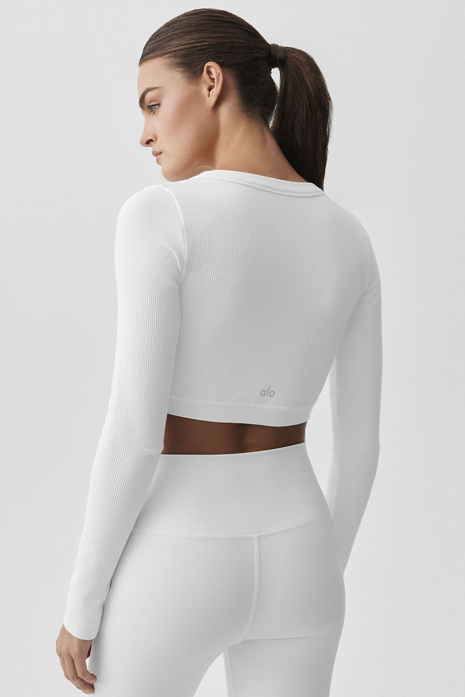 Seamless Ribbed Cropped Serene Long Sleeve - White — photo 2