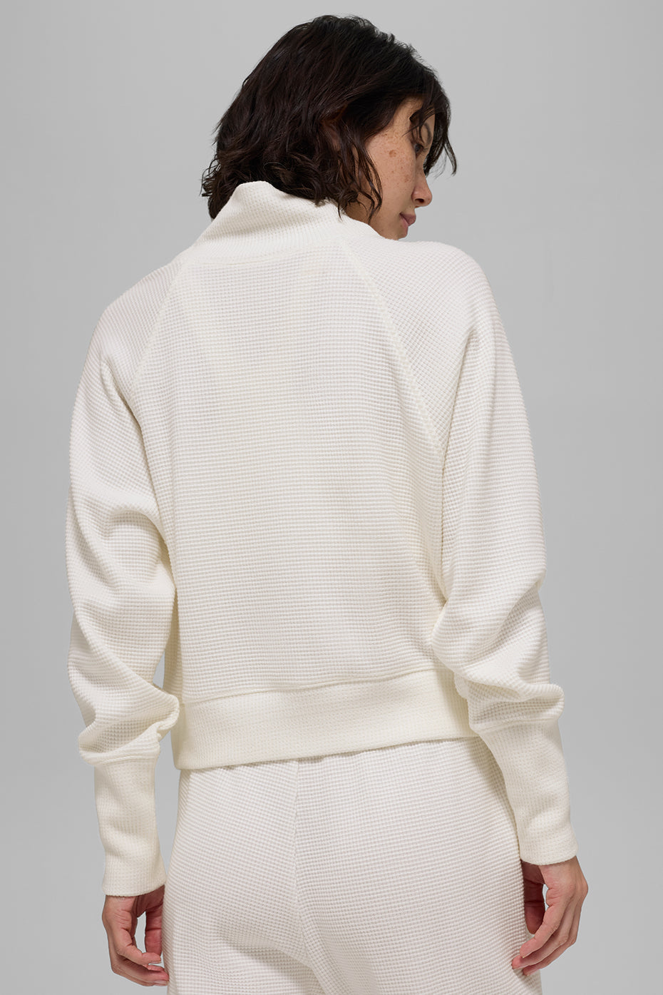 Waffle Weekend Escape Mock Neck Long Sleeve - Ivory — photo 3