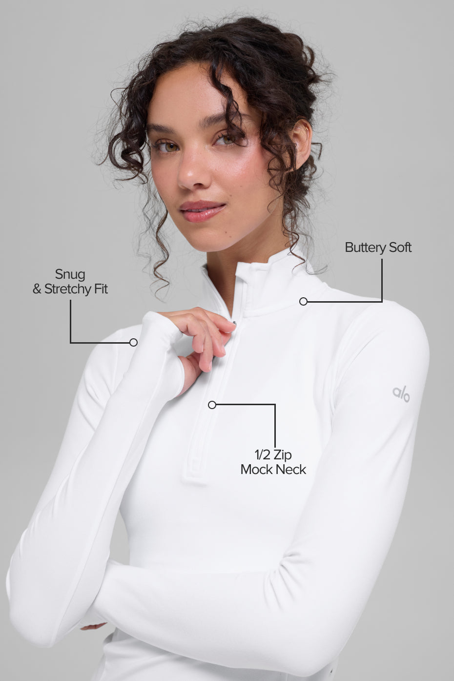 Alosoft 1/2 Zip Rapid Pullover - White — photo 2