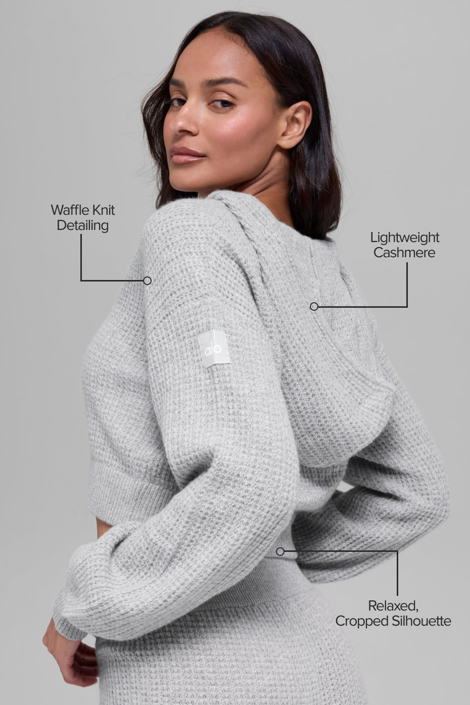 Cashmere Plush Waffle Full Zip Hoodie - Athletic Heather Grey — photo 2