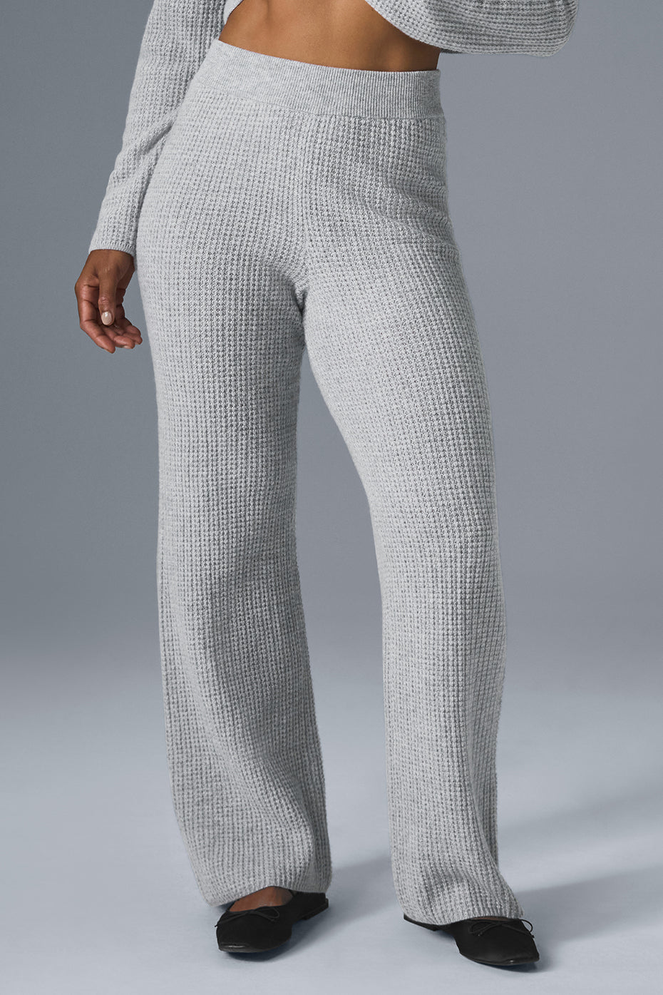Cashmere High-Waist Plush Waffle Pant - Athletic Heather Grey — photo 1