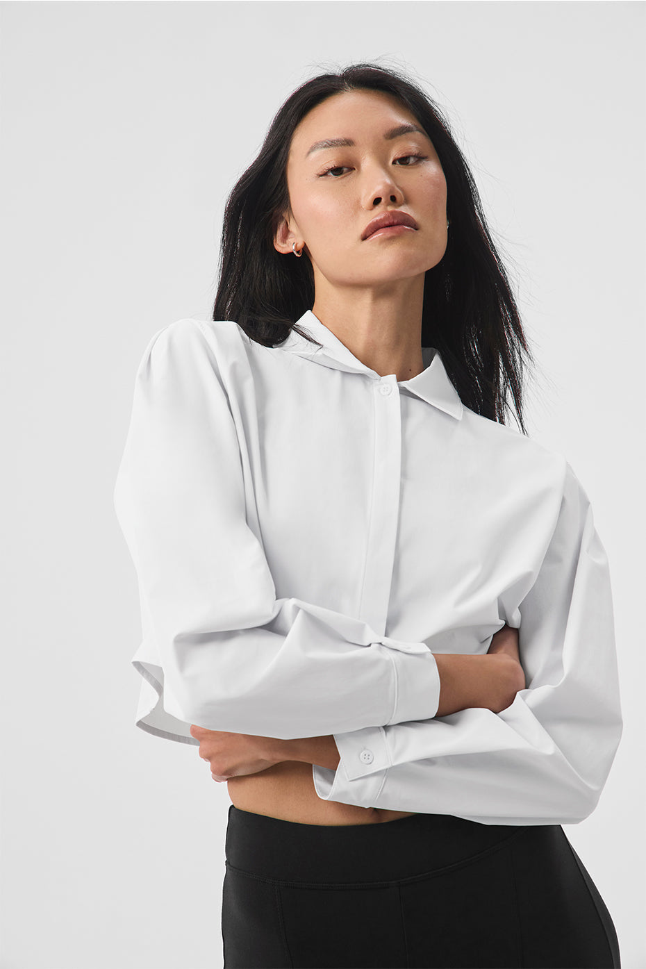 Cropped Take Me Out Button Up - White — photo 3
