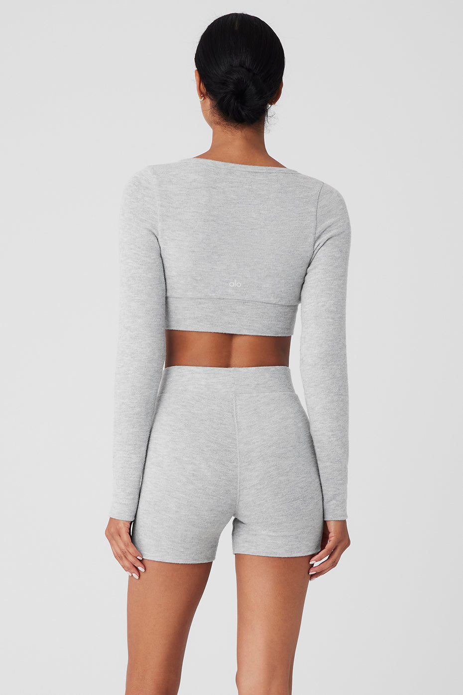 Alolux Cropped Me Time Cardigan - Athletic Heather Grey — photo 2