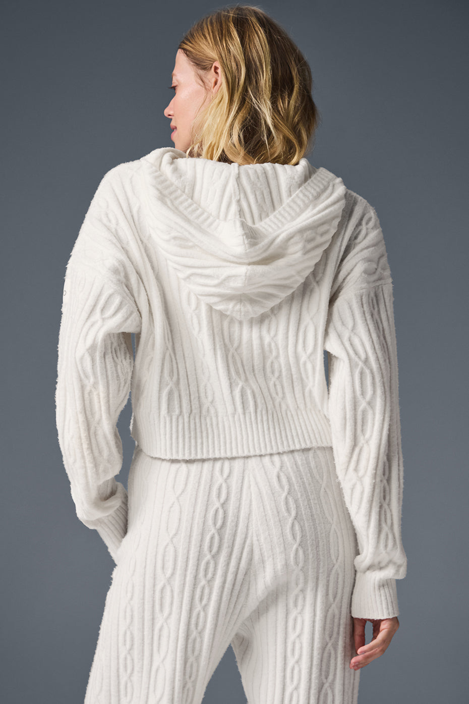 Cable Knit Winter Bliss Hoodie - Ivory — photo 3