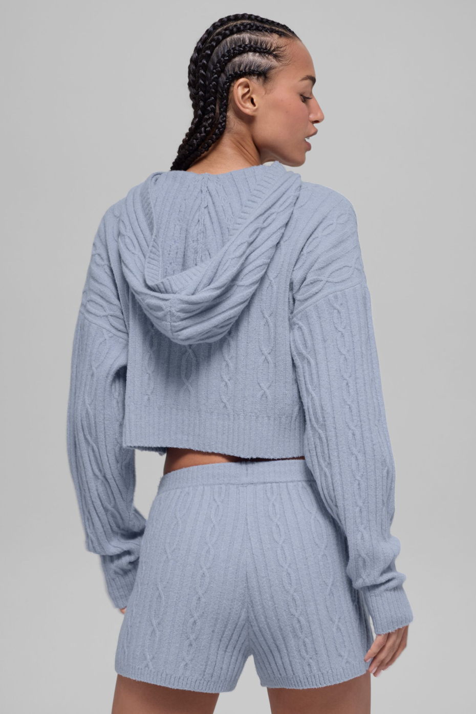 Cable Knit Winter Bliss Hoodie - Winter Frost — photo 3