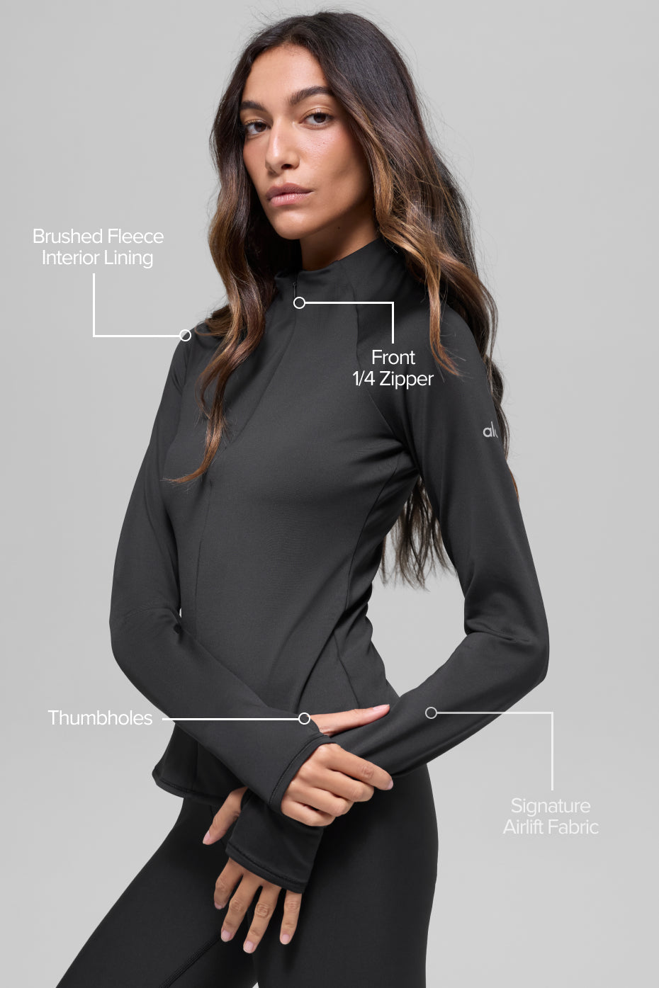 Airlift Winter Warm 1/4 Zip Long Sleeve - Black — photo 2