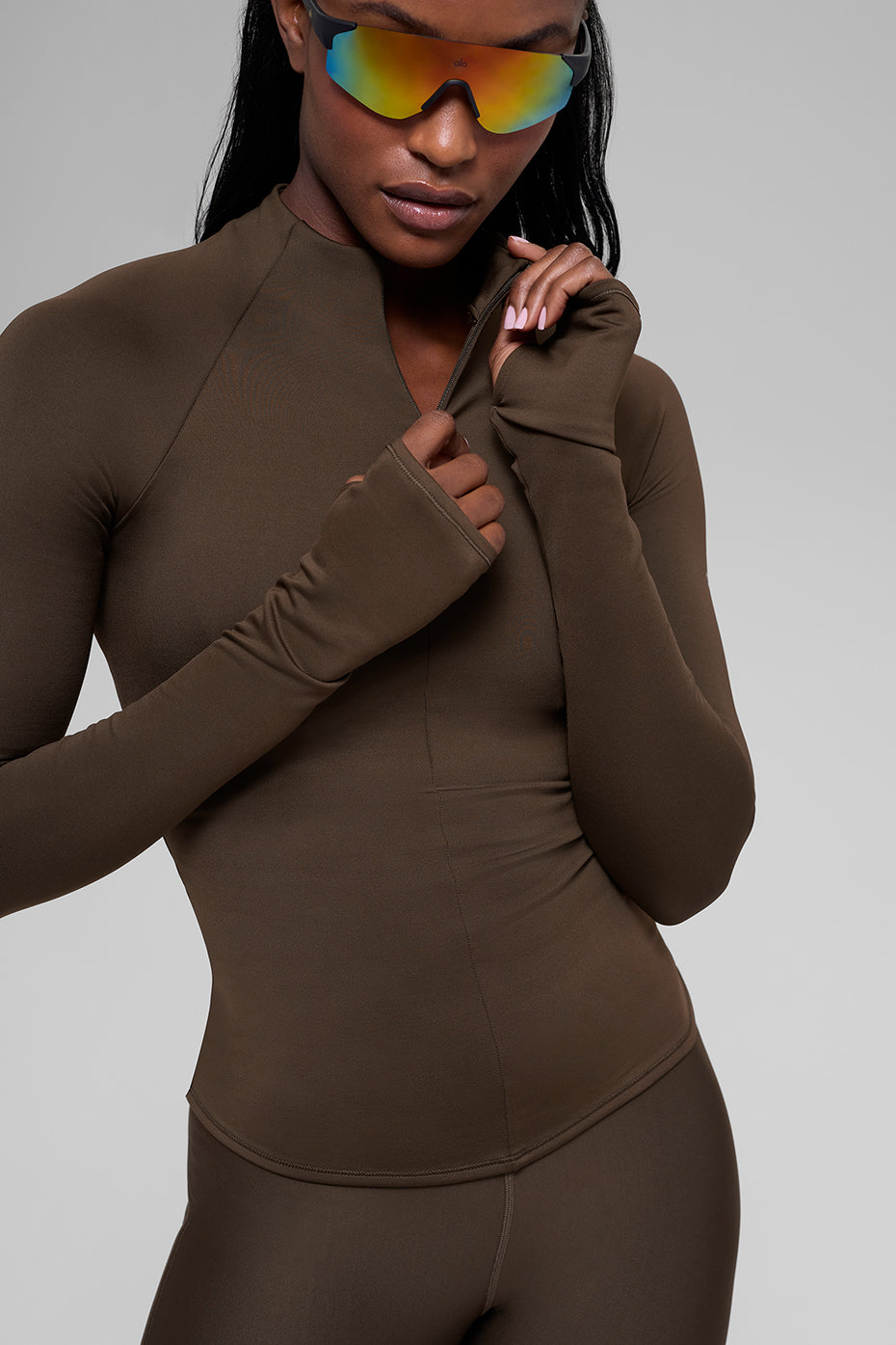 Airlift Winter Warm 1/4 Zip Long Sleeve - Espresso — photo 3