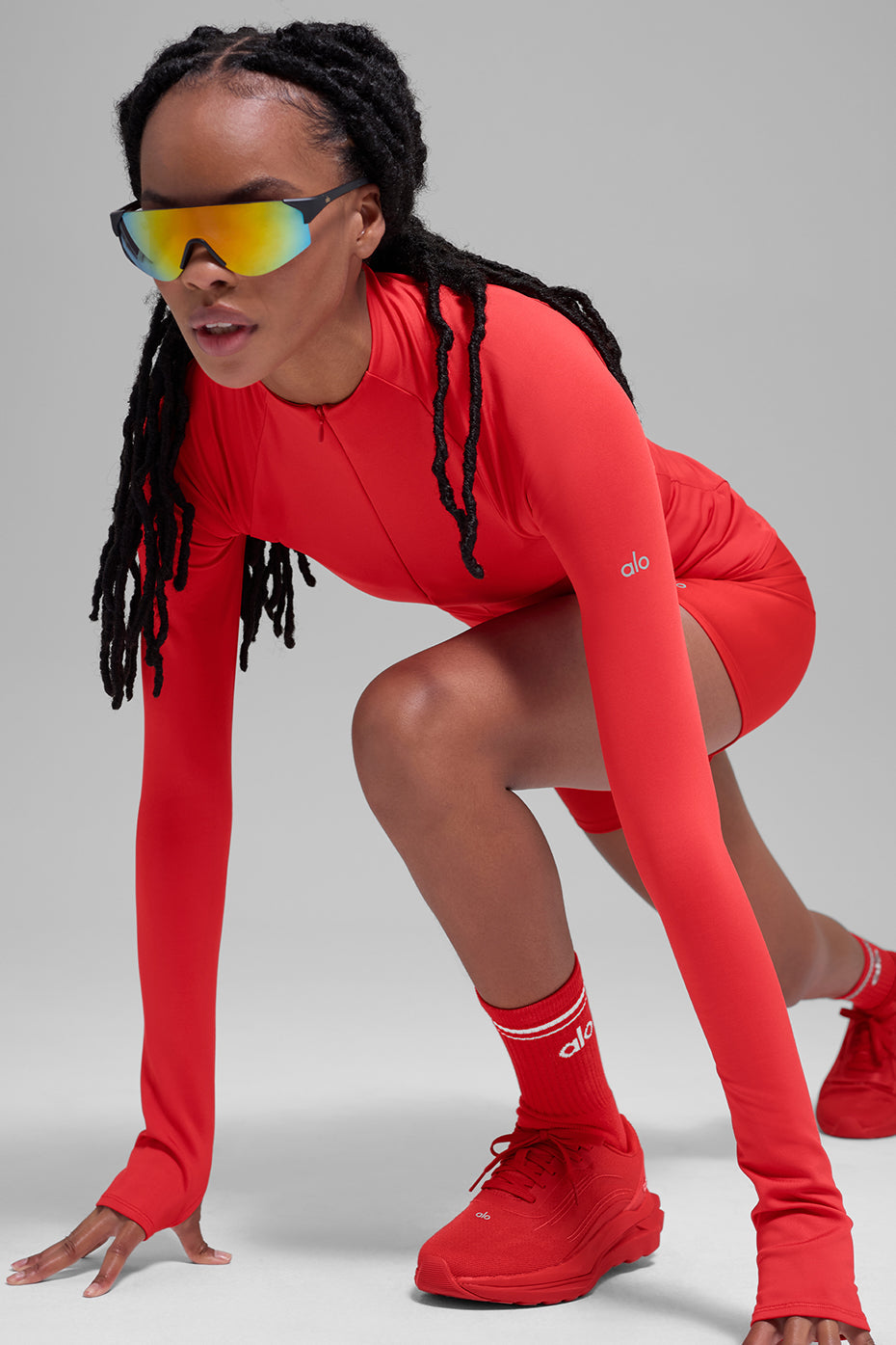 Airlift Winter Warm 1/4 Zip Long Sleeve - Bright Red — photo 4
