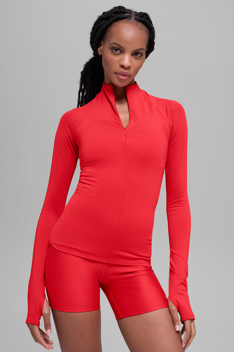 Airlift Winter Warm 1/4 Zip Long Sleeve - Bright Red — photo 5